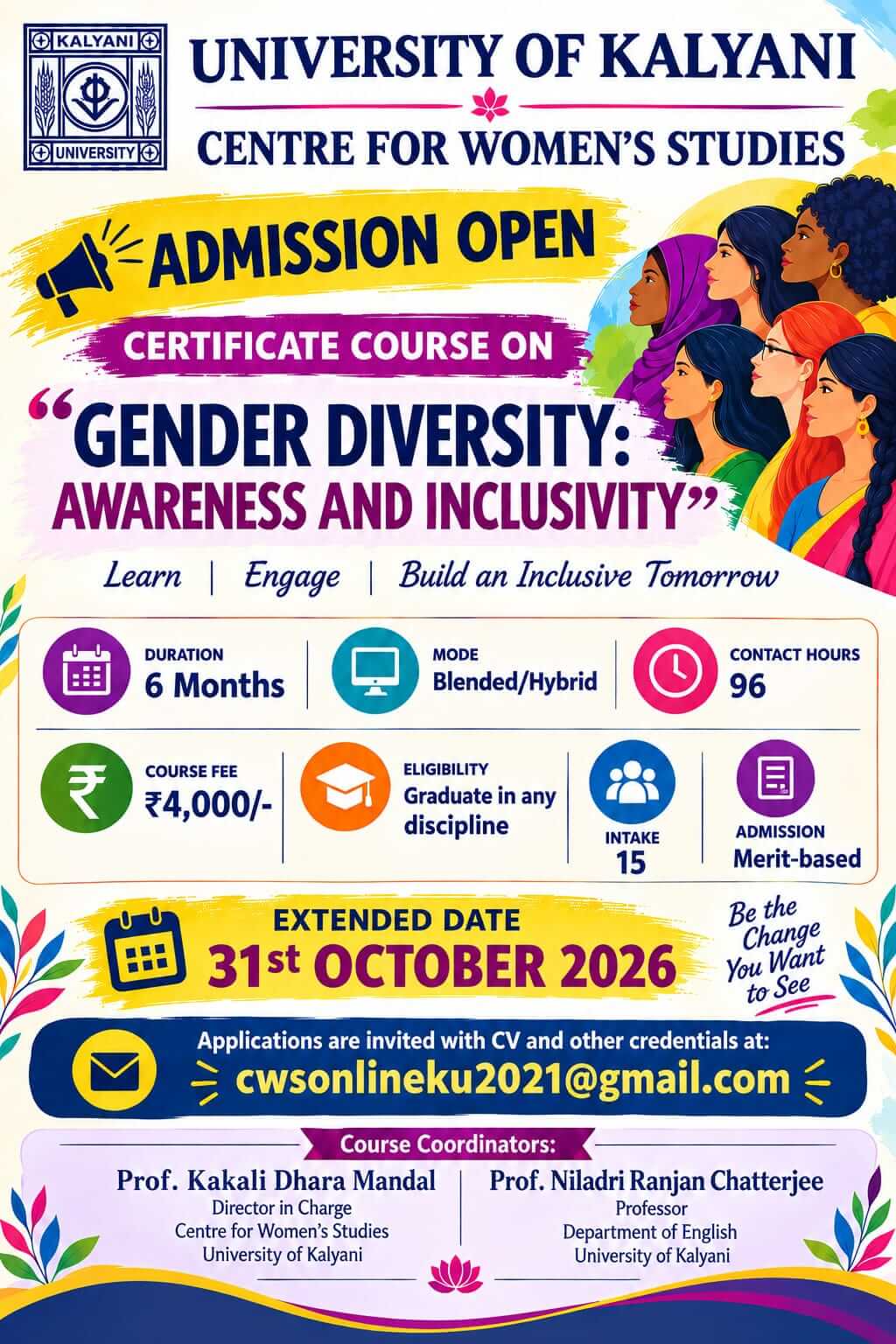 Certificate Course on Gender Diversity: Awarness and Inclusivity